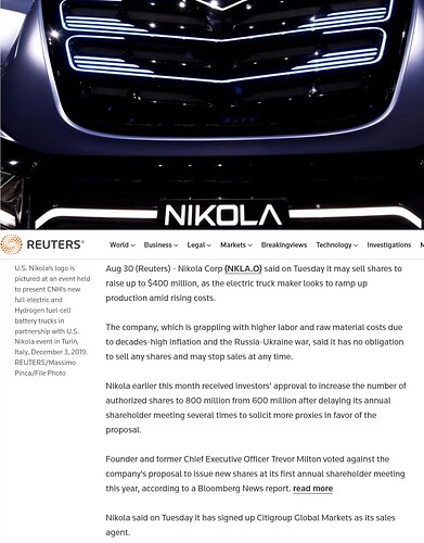 Screenshot 2022-09-10 at 19-23-57 Nikola to raise up to $400 mln in stock sale