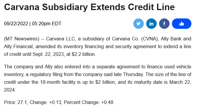 Screenshot 2022-09-22 at 19-30-57 Carvana Subsidiary Extends Credit Line MarketScreener